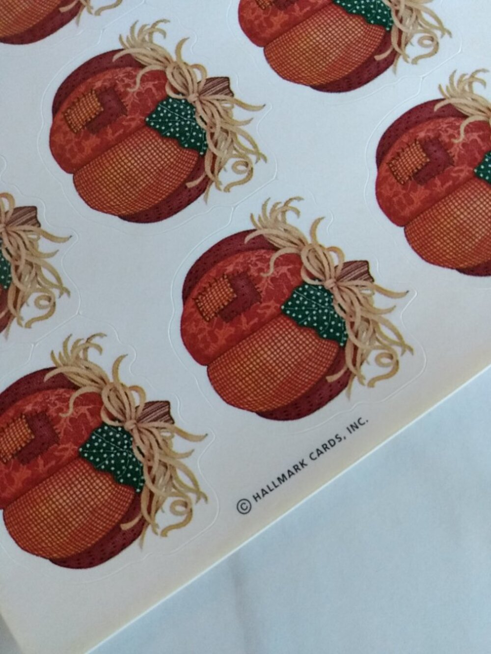 Vintage 90s Halloween Stickers Hallmark Patchwork Pumpkins and Scarecrows - Picture 3 of 16